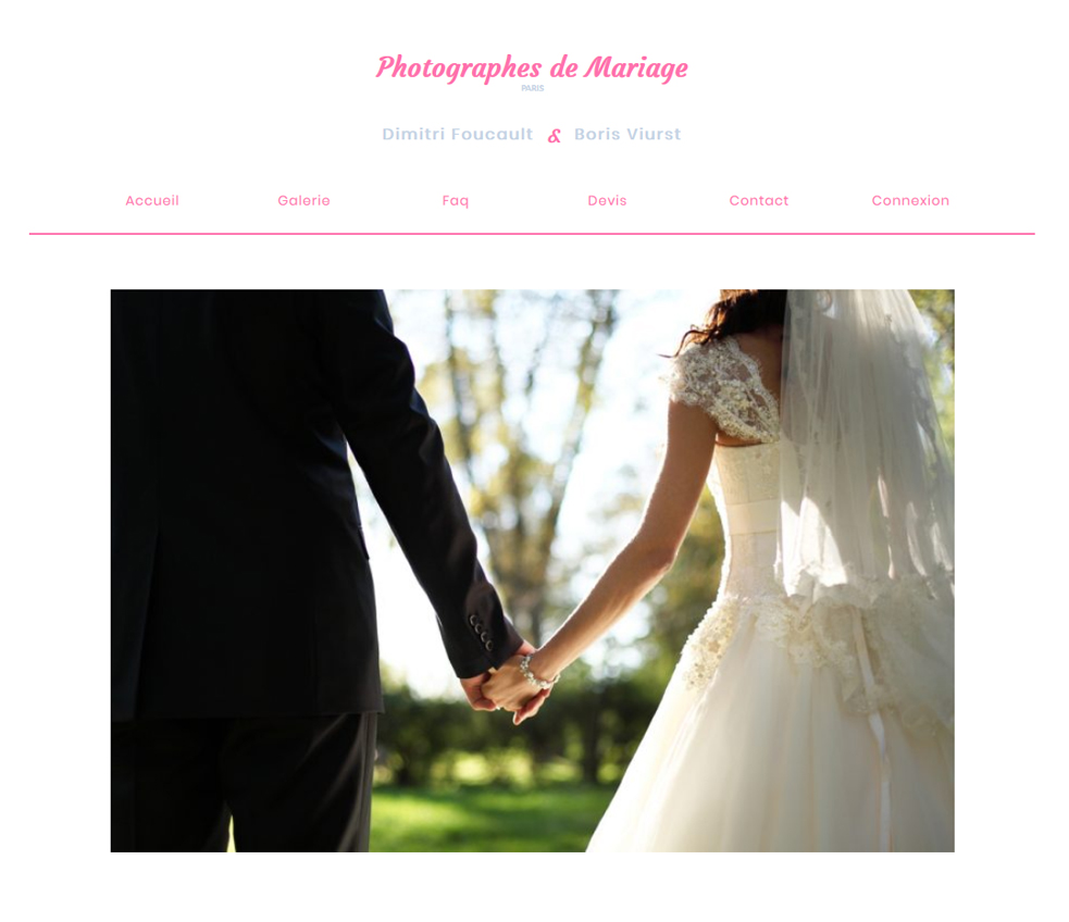 Capture d'écran du site de photographes de mariage